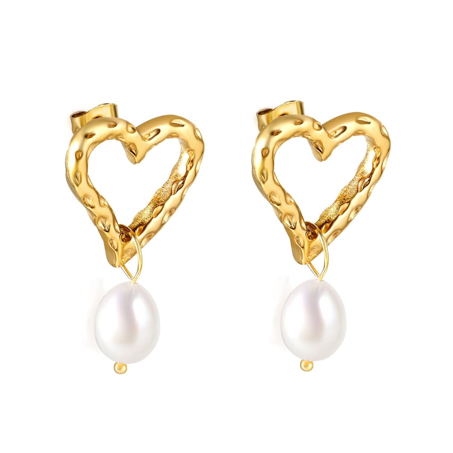 Spring 2024 20*19.7mm Heart Circle Bump with White Pearls 8.4*10.6mm Stud Earrings asonjewelry